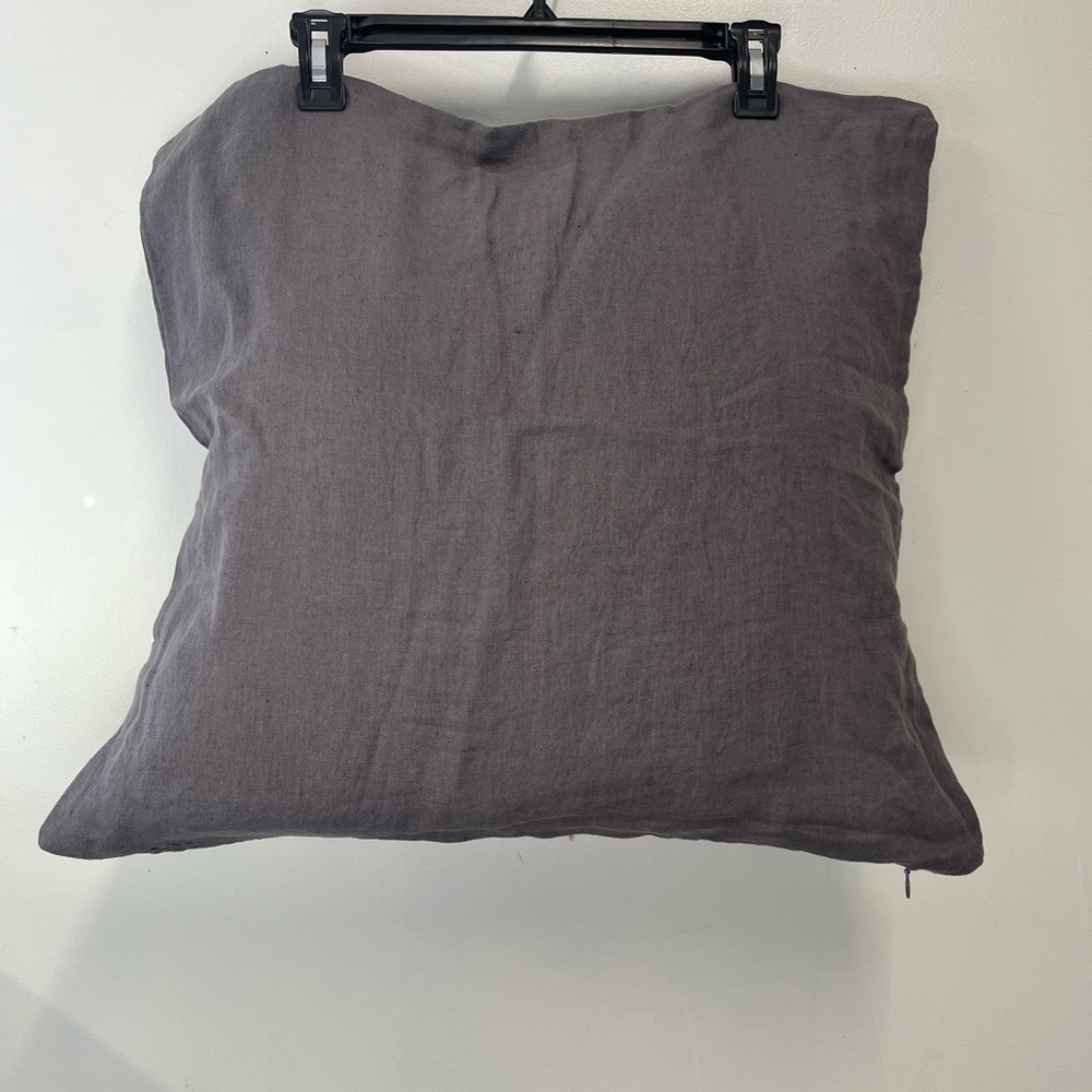 Set of 2 Charcoal Gray 100% Linen Pillow Covers, 20”x20” FERN NWOT